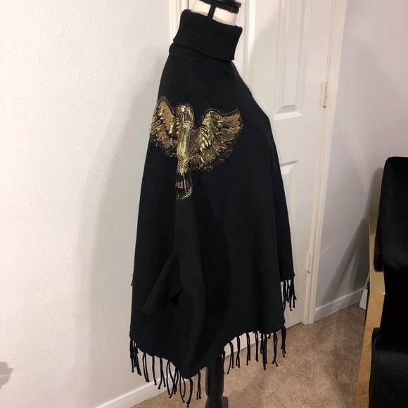 Coeur De Vague Embroidered Fringe Poncho Cloak NWT - Picture 7 of 11